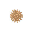 Vintage Natural and Chestnut Wood Beaded Abstract Floral Applique - 3.5" x 3.5"