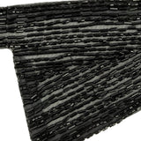 Vintage Black Geometric Glass Beaded Left Lapel Applique - 13" x 3.625"