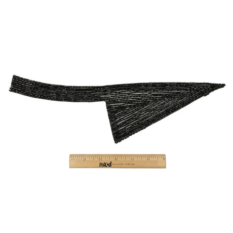 Vintage Black Geometric Glass Beaded Left Lapel Applique - 13" x 3.625"