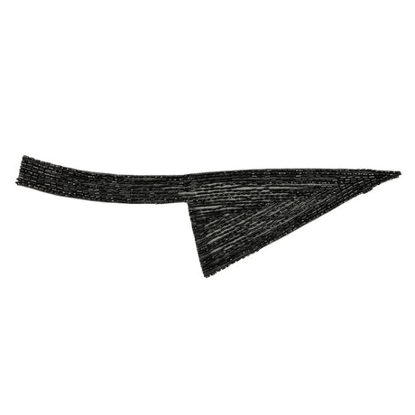 Vintage Black Geometric Glass Beaded Left Lapel Applique - 13" x 3.625"