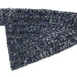 Vintage Gunmetal Geometric Glass Beaded Left Lapel Applique - 13" x 3.625"