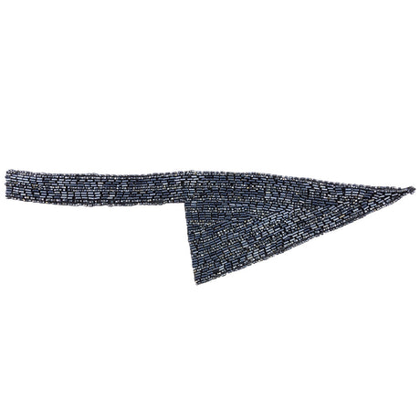Vintage Gunmetal Geometric Glass Beaded Left Lapel Applique - 13" x 3.625"
