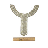 Vintage Fancy Pearl and Silver-lined Beaded Collar Applique - 9" x 8.75"