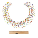 Vintage Multicolored Beaded Abstract Neck Applique - 9" x 9.5"