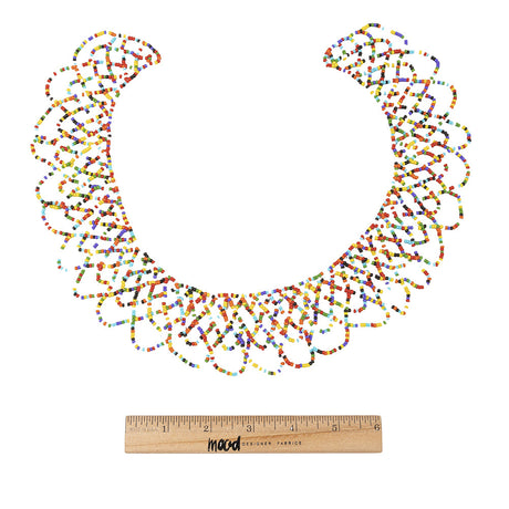 Vintage Multicolored Beaded Abstract Neck Applique - 9" x 9.5"