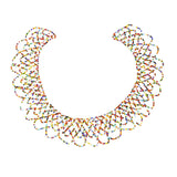 Vintage Multicolored Beaded Abstract Neck Applique - 9" x 9.5"