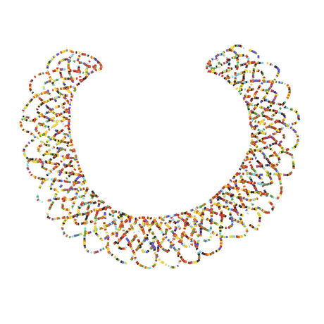 Vintage Multicolored Beaded Abstract Neck Applique - 9" x 9.5"