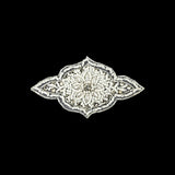 Vintage White Beaded and Rhinestone Floral Diamond Shaped Applique - 5.75" x 2.875"