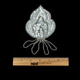 Vintage Crystal Iris Sequins and Silver-lined Beaded Abstract Applique - 5.75" x 3.375"