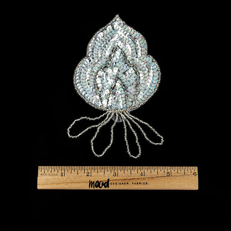 Vintage Crystal Iris Sequins and Silver-lined Beaded Abstract Applique - 5.75" x 3.375"