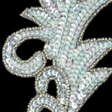 Vintage Crystal Iris Sequins and Silver-lined Beaded Foilage Applique - 7.75" x 3.75"
