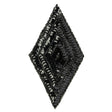Vintage Black Sequins and Beaded Diamond Applique - 5" x 2.75"