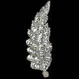 Vintage Silver Sequins and Silver-lined Beaded Leaf Applique - 4" x 1.5"