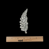 Vintage Silver Sequins and Silver-lined Beaded Leaf Applique - 4" x 1.5"