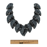 Vintage Fancy Gunmetal Sequins and Bugle Beaded Neckline Applique - 7.625" x 7.75"