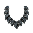Vintage Fancy Gunmetal Sequins and Bugle Beaded Neckline Applique - 7.625" x 7.75"