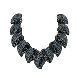 Vintage Fancy Gunmetal Sequins and Bugle Beaded Neckline Applique - 7.625" x 7.75"