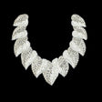 Vintage Fancy White Sequins and Bugle Beaded Neckline Applique - 7.625" x 7.75"
