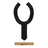 Vintage Fancy Black Beaded Neckline Applique - 13" x 7.25"