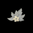 Vintage White Iris Sequins and Translucent White Bugle Beaded Floral Applique with Rhinestone Center - 4" x 4.375"