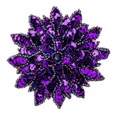 Vintage Purple Sequins and Oil Slick Iridescent Beaded Flower Applique - 3" x 3"