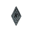 Vintage Gunmetal Sequins and Beaded Diamond Applique - 5" x 2.75"