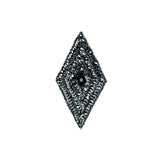 Vintage Gunmetal Sequins and Beaded Diamond Applique - 5" x 2.75"