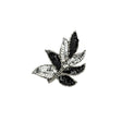 Vintage Black and Silver Sequins and Silver-lined Beaded Leaf Applique - 4" X 3"