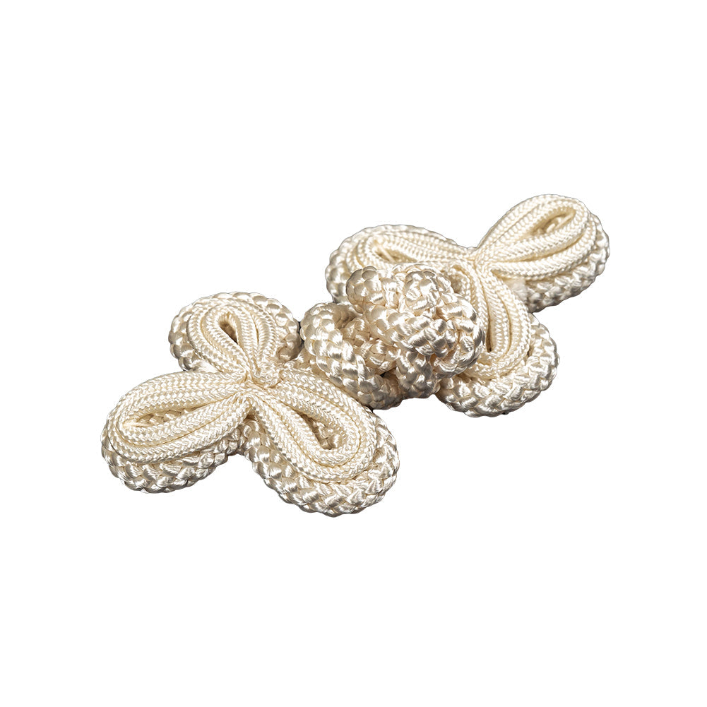 Vintage Ivory Three Leaf Fancy Classic Frog Closure - 3" x 1.375"