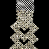 Vintage Czech Crystals on White Mesh Heart Ornament - 6" x 2"