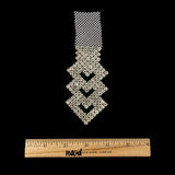 Vintage Czech Crystals on White Mesh Heart Ornament - 6" x 2"