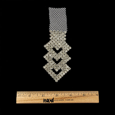 Vintage Czech Crystals on White Mesh Heart Ornament - 6" x 2"