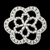 Vintage Iridescent White and Pearl Beaded Floral Applique - 3"