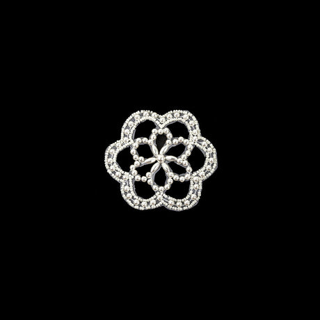 Vintage Iridescent White and Pearl Beaded Floral Applique - 3"