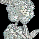 Vintage Pearl, Crystal Iris Sequins and Beaded Floral Applique - 6" x 3.375"