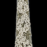 Vintage Fancy Pearl, Silver-lined and White Iris Beaded Tie Applique - 10.375" x 2"