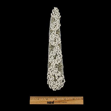Vintage Fancy Pearl, Silver-lined and White Iris Beaded Tie Applique - 10.375" x 2"
