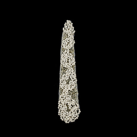 Vintage Fancy Pearl, Silver-lined and White Iris Beaded Tie Applique - 10.375" x 2"