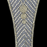 Vintage Silver-lined Bugle and Chop Beaded Abstract Applique - 7.25" x 3.25"