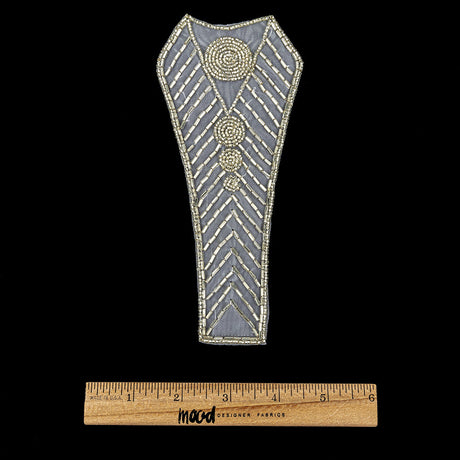 Vintage Silver-lined Bugle and Chop Beaded Abstract Applique - 7.25" x 3.25"