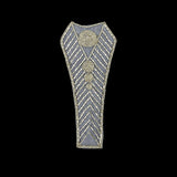 Vintage Silver-lined Bugle and Chop Beaded Abstract Applique - 7.25" x 3.25"