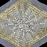Vintage Silver Sequins, Crystal Iris and Silver-lined Beaded Diamond Applique - 8.25" x 5.5"