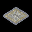 Vintage Silver Sequins, Crystal Iris and Silver-lined Beaded Diamond Applique - 8.25" x 5.5"