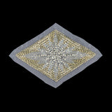 Vintage Silver Sequins, Crystal Iris and Silver-lined Beaded Diamond Applique - 8.25" x 5.5"