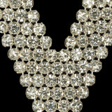 Vintage Crystal Rhinestone Pointed Collar Applique - 13.25" x 3.125"