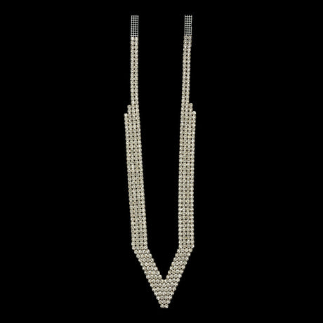 Vintage Crystal Rhinestone Pointed Collar Applique - 13.25" x 3.125"