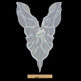 Vintage White and Crystal Iris Beaded and Sequins Abstract Sheer Panel Applique - 11.75" x 17.5"