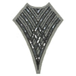 Vintage Black and Gunmetal Sequins and Zig-Zag Bugle Beaded Sheer Panel Applique - 13.5" x 9.375"