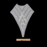 Vintage Translucent Multicolored Sequins and Silver-lined Zig-Zag Bugle Beaded Sheer Panel Applique - 13.5" x 9.375"