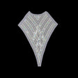 Vintage Translucent Multicolored Sequins and Silver-lined Zig-Zag Bugle Beaded Sheer Panel Applique - 13.5" x 9.375"